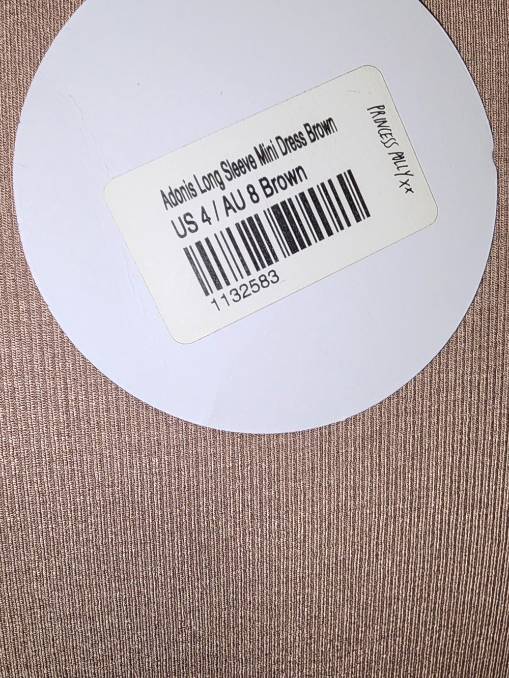 Princess Polly Taupe Long Sleeve V-Neck Bodycon Dress Sz 4 - Picture 5 of 8